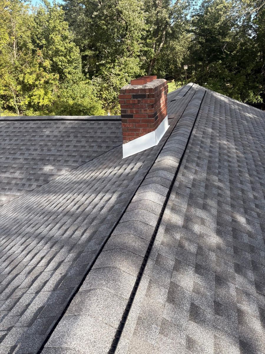 New GAF Timberline HDZ roof with ridge vent and new chimney flashing in Jamison, PA